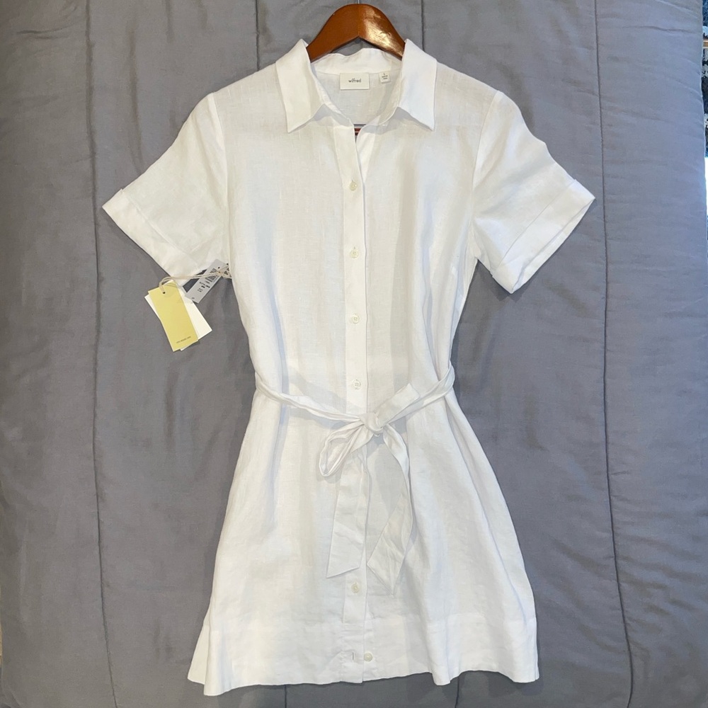 Wilfred Eleta Linen White Mini Dress